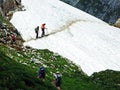 Mountain hikers on the Alpstein mountain range