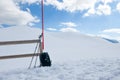 Mountain hiking equipment on the snow Royalty Free Stock Photo