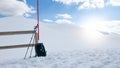 Mountain hiking equipment on the snow Royalty Free Stock Photo