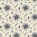 Mountain hiking outdoor pattern, seamless, tile, background