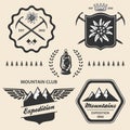 Mountain hiking outdoor symbol emblem label