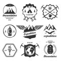 Mountain hiking outdoor symbol emblem label