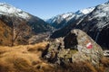 Mountain hiking path trough the massif of the Monte Rosa Piedmont, Italy Royalty Free Stock Photo