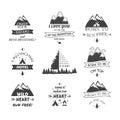 Mountain and hiking slogan set for t shirt or logo