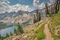 Mountain hilking trail leads the Idaho mountains