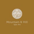 Mountain and Hill hand drawn logo design. Feminine adventure logo design. Clean and minimalist mountain logo