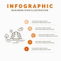 Mountain, hill, landscape, nature, clouds Infographics Template for Website and Presentation. Line Gray icon with Orange