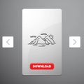 Mountain, hill, landscape, nature, evening Line Icon in Carousal Pagination Slider Design & Red Download Button