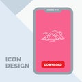 Mountain, hill, landscape, nature, evening Line Icon in Mobile for Download Page