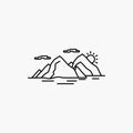 Mountain, hill, landscape, nature, evening Line Icon. Vector isolated illustration