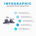 Mountain, hill, landscape, nature, sun Infographics Template for Website and Presentation. GLyph Gray icon with Blue infographic Royalty Free Stock Photo