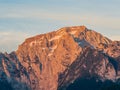 Mountain 'Hoher Goll' in the Berchtesgaden Alps is illuminated by the sun