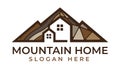 Mountain home or villa logo design template with color brown Royalty Free Stock Photo