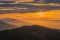 Mountain horizonts with inversion mists as seen from Velka Chochula peak in Low Tatras