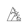 Mountain, house, landslide icon. Simple line, outline vector elements of natural disasters icons for ui and ux, website or mobile