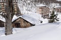 Mountain houses covered with snow Royalty Free Stock Photo