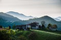 At mountain, houses