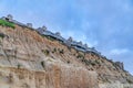 Mountain and houses overlooking the ocean in San Diego California coastal view Royalty Free Stock Photo