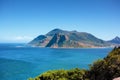 A mountain in Hout Bay, South Africa on a summer day with blue sky copyspace. Panaramona view of a mountain peak Royalty Free Stock Photo