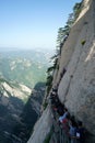 Mountain Huashan and Tourists