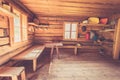 Mountain hut in Austria: rustic wooden interior Royalty Free Stock Photo