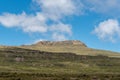 Mountain hut and Crows Nest Cave seen from Tugela Falls