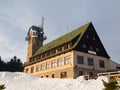 Mountain hut with lookout tower