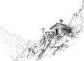 Mountain hut sketch