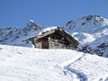 Mountain hut in the snow Royalty Free Stock Photo