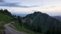 Mountain hut Staufner Haus in Nagelfluhkette during sunset, Hochgratbahn Oberstaufen, Bavaria