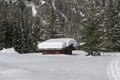 Mountain hut under the snow Royalty Free Stock Photo