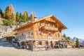 Mountain hut Vallandro in Dolomites at between Three Peaks Tre Cime, Drei Zinnen and Fanes-Sennes-Prags National Parks during