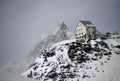 Mountain hut, winter storm Royalty Free Stock Photo