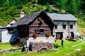 Mountain village huts, Alpe Devero, Italy Royalty Free Stock Photo