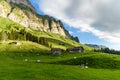 Mountain huts and pastures on the Schwaegalp, Canton Appenzell Ausserrhoden, Switzerland Royalty Free Stock Photo