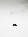 Mountain huts in snow storm Royalty Free Stock Photo
