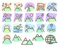 pastel mountain flat icon set