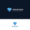 Mountain icon. Diamond shape with mountain logo concept for venture group, finance advisor, adventure and trip. Simple
