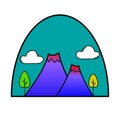 Mountain icon illustration, art desain.