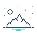 mix icon for Mountain, mountainview and sun Royalty Free Stock Photo
