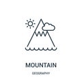 mountain icon vector from geography collection. Thin line mountain outline icon vector illustration Royalty Free Stock Photo