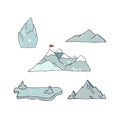 Mountain icons or logotypes. Vector illustration of mountains landscape isolated on white background. Hand drawn clip art grunge Royalty Free Stock Photo