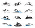 Mountain icons set Royalty Free Stock Photo