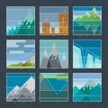 Mountain infographic diagrams and charts icons.