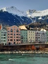 Mountain in Innsbruck, Austria, and river Inn Royalty Free Stock Photo