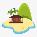 Mountain isalnd hut palm tree desert Royalty Free Stock Photo