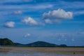 The mountain island on the beace .Low tide