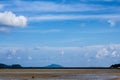 The mountain island on the beace .Low tide