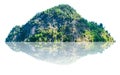 Mountain, isolated island on a white background with a trail