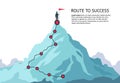 Mountain journey path. Route challenge infographic career top goal growth plan journey to success. Business climbing